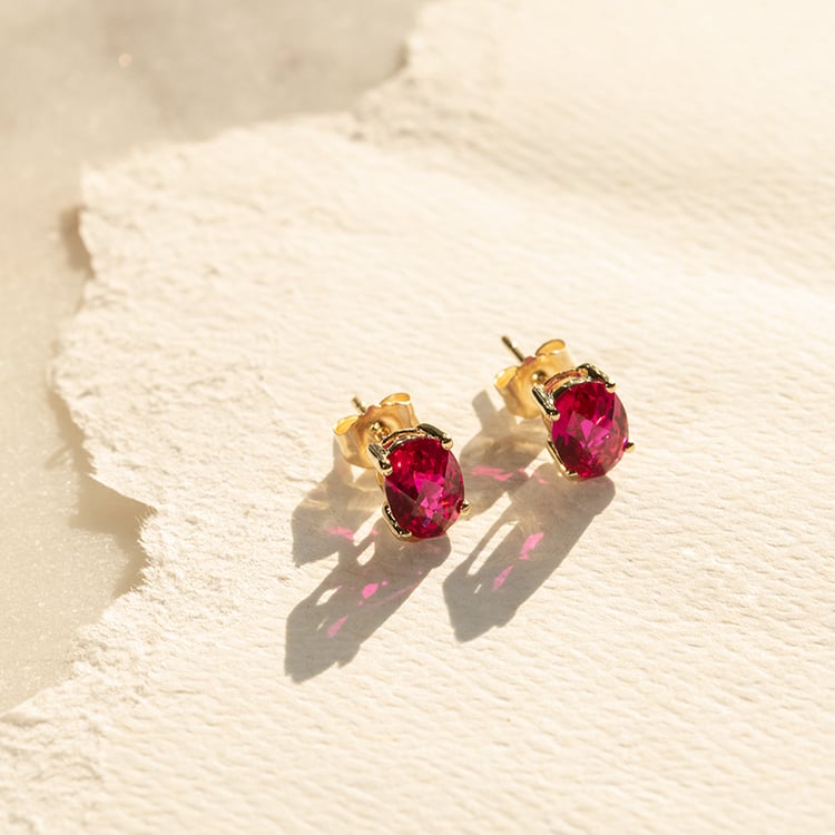 Zlaté náušnice s oválnymi rubínmi Eppie Jalia 137989