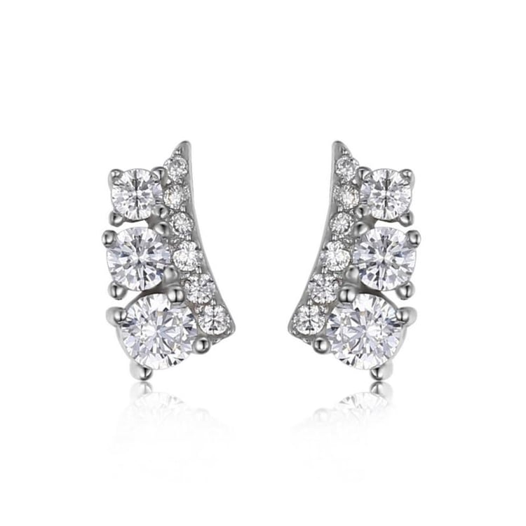 Strieborné náusnice so zirkónmi Leafy