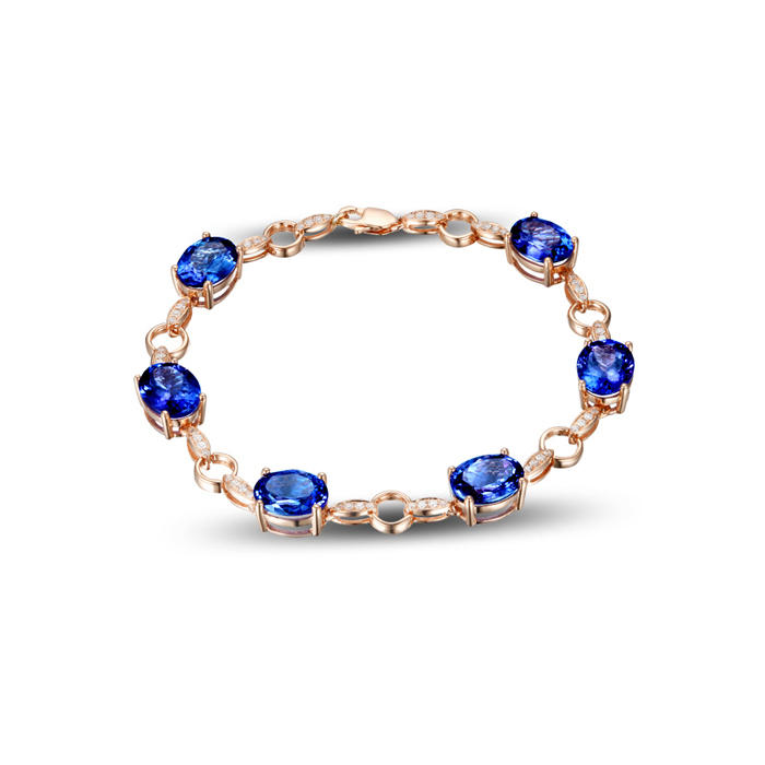 Zlatý náramok s tanzanity