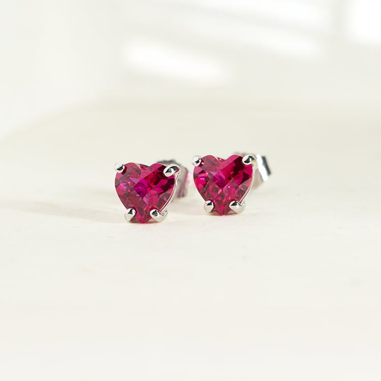 Zlaté náušnice s rubínovými srdiečkami Hettia 147268