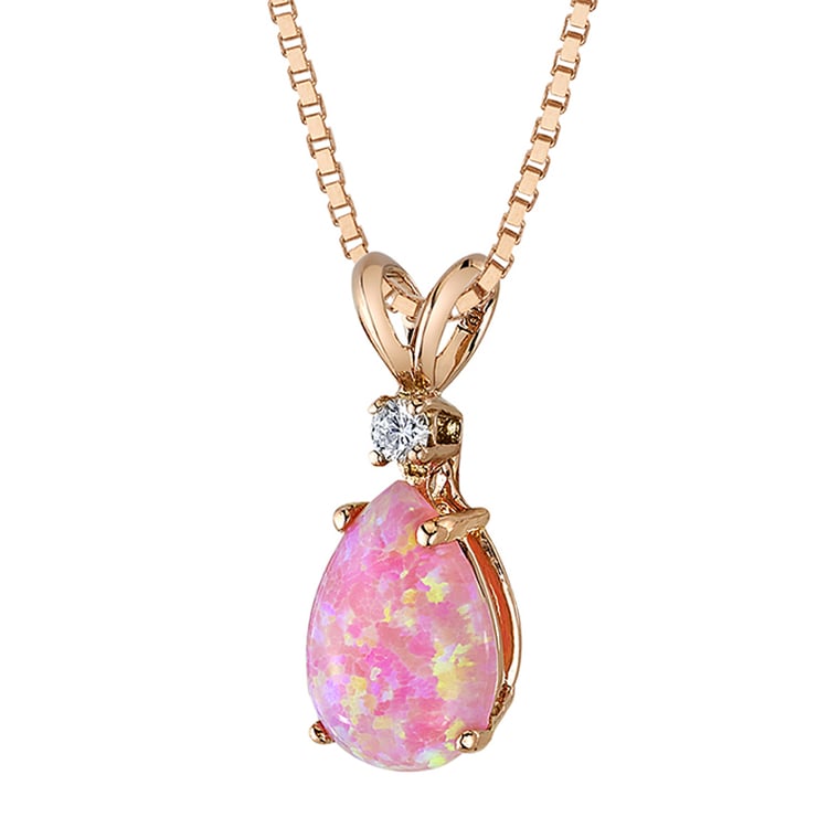 Prívesok z ružového zlata s ružovým opálom