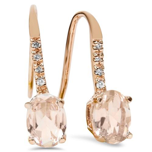 Zlaté náušnice s morganitmi a diamantmi