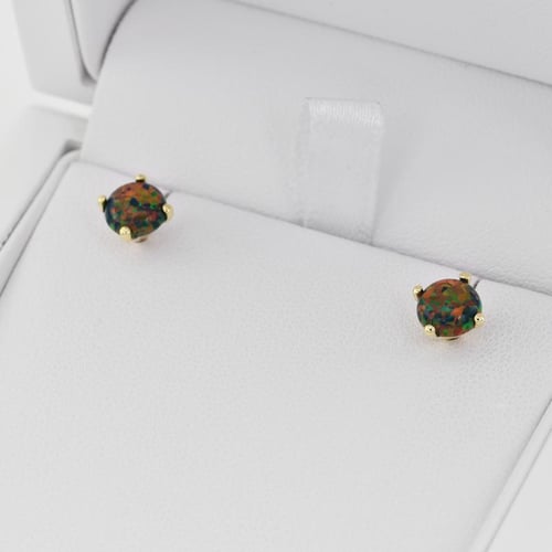 Čierne okrúhle opály a diamant v zlatem sete šperkov Mahli