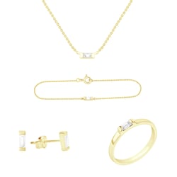 Zlatá kolekcia s baguette bielymi zafírmi Saanvi