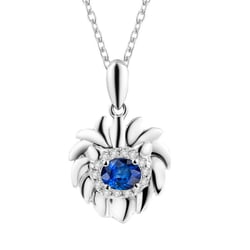 Zlatý prívesok v znamení Leva so zafírom a diamantmi Leo