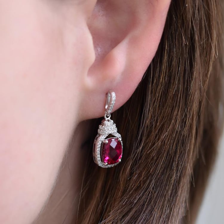 Strieborné náušnice s rubínmi Raolah 26914