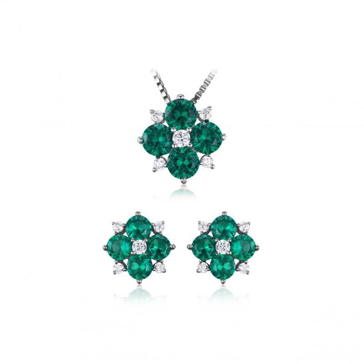 Kolekcia strieborných šperkov so smaragdmi Jeana