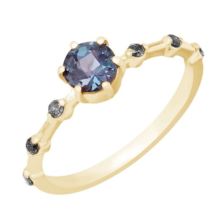 Prsteň s alexandritom a postrannými salt and pepper diamantmi Jelena 97133