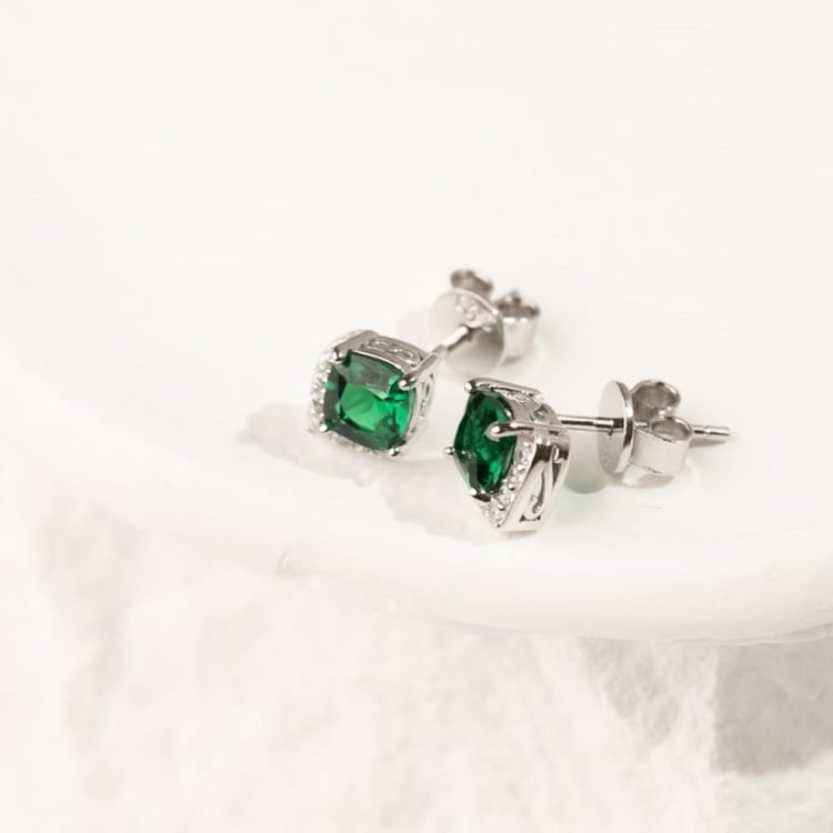 Strieborné smaragdové náušnice 164414