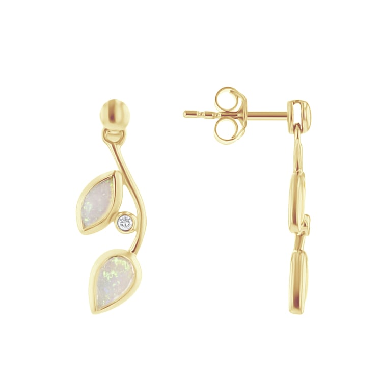 Opálové náušnice v tvare lístkov s diamantmi Leanne 111436