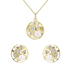 Kolekcia strieborných šperkov s perlami a bielymi topásmi Darleen