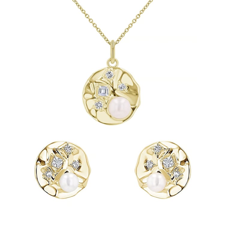 Kolekcia strieborných šperkov s perlami a bielymi topásmi Darleen