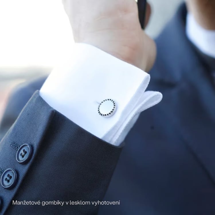 Zlaté manžetové gombíky s čiernymi diamantmi 165379