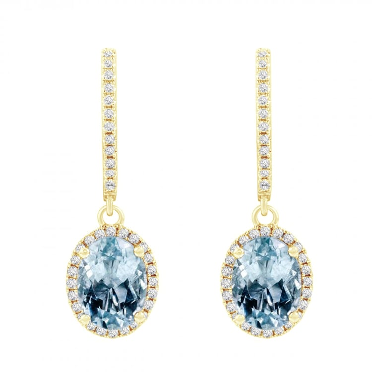 Zlaté náušnice s akvamarínom a diamantmi Helen 85644