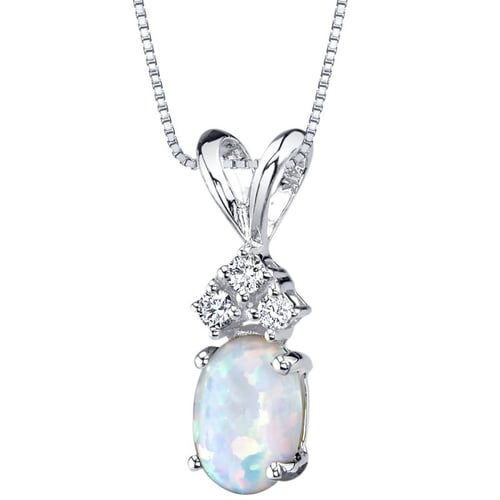 Zlatý prívesok s bielym opálom a lab-grown diamantmi Tamasyna