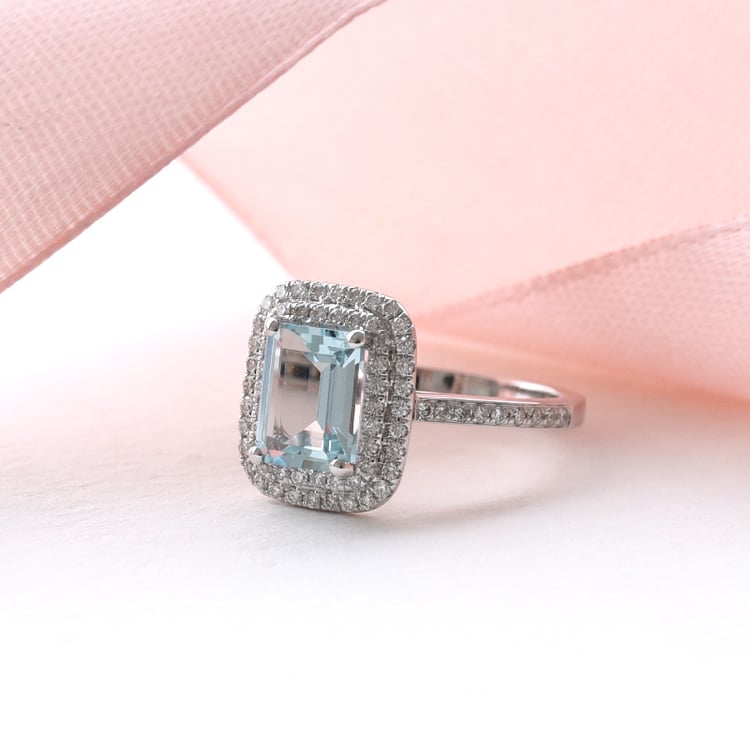 Zlatý prsteň s akvamarínom 78398