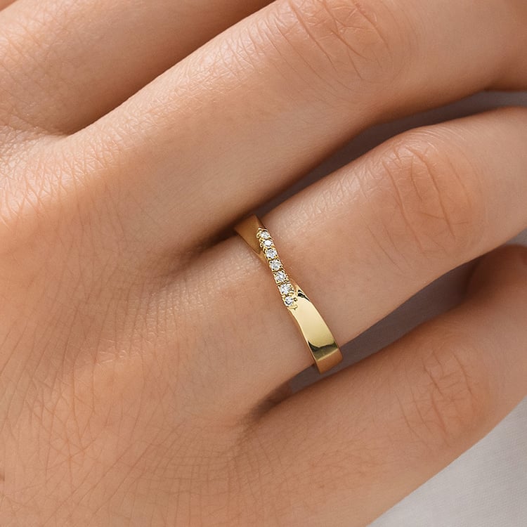 Zlaté prepletené svadobné obrúčky s lab-grown diamantmi Rexanne 154517