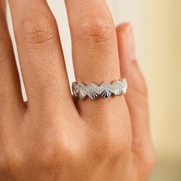 Moderný strieborný prsteň s lab-grown diamantmi Peder 162747