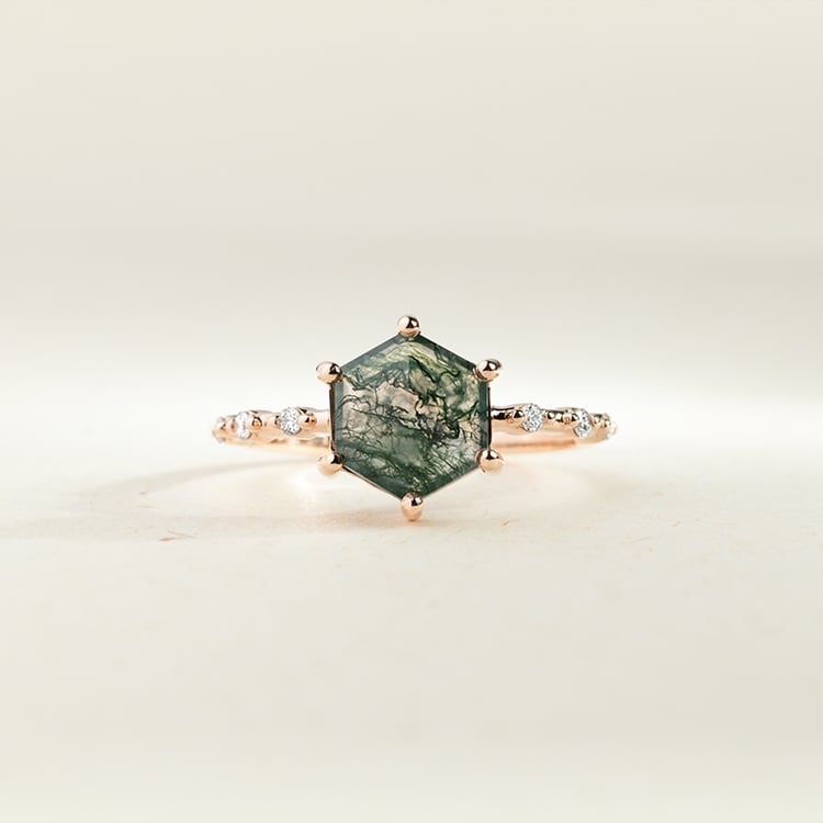 Jedinečný prsteň s machovým achátom Lacy 146266