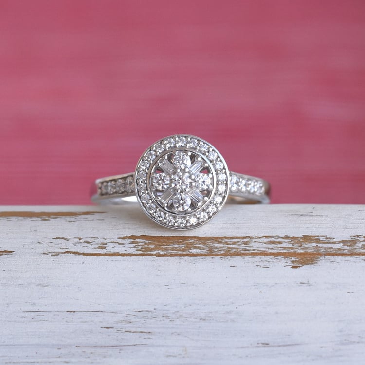 Halo prsteň z bieleho zlata 85288