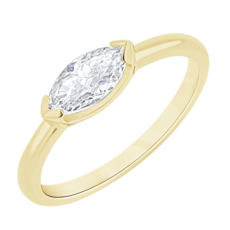 Zlatý prsteň s half-bezel marquise lab-grown diamantom Berenike