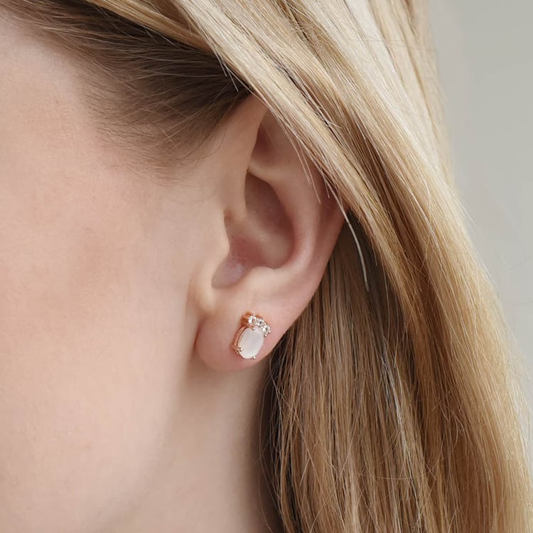 Náušnice z pozláteného striebra s mesačným kameňom a topazy 93468