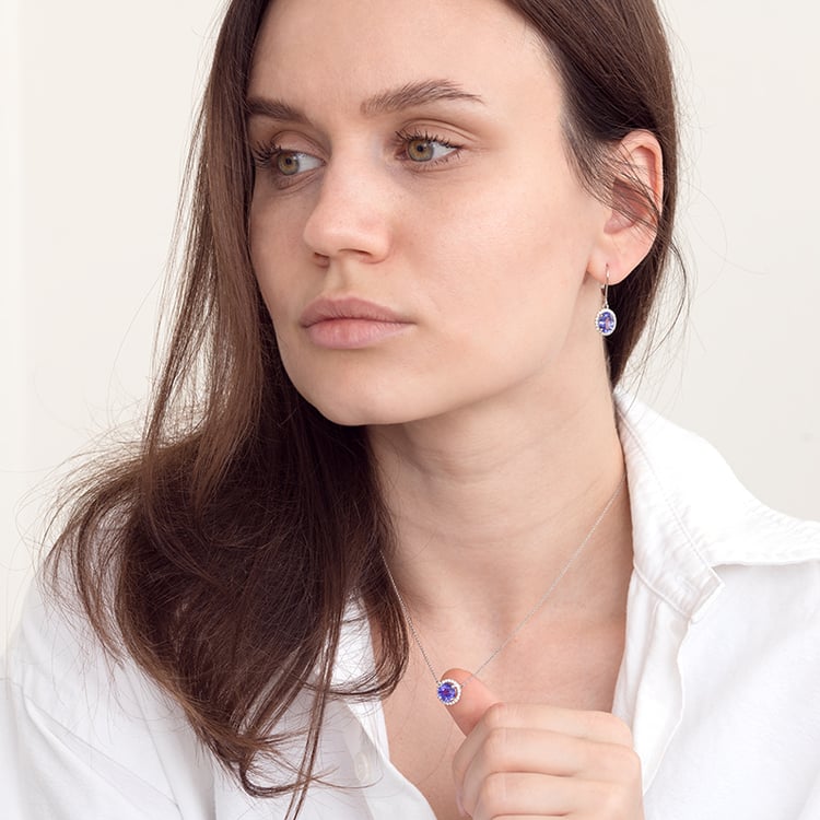 Tanzanitový náhrdelník s diamantmi Nicola 129220