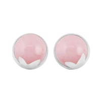 Cabochon ružové opály v zlatých náušniciach Greta