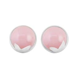 Cabochon ružové opály v zlatých náušniciach Greta