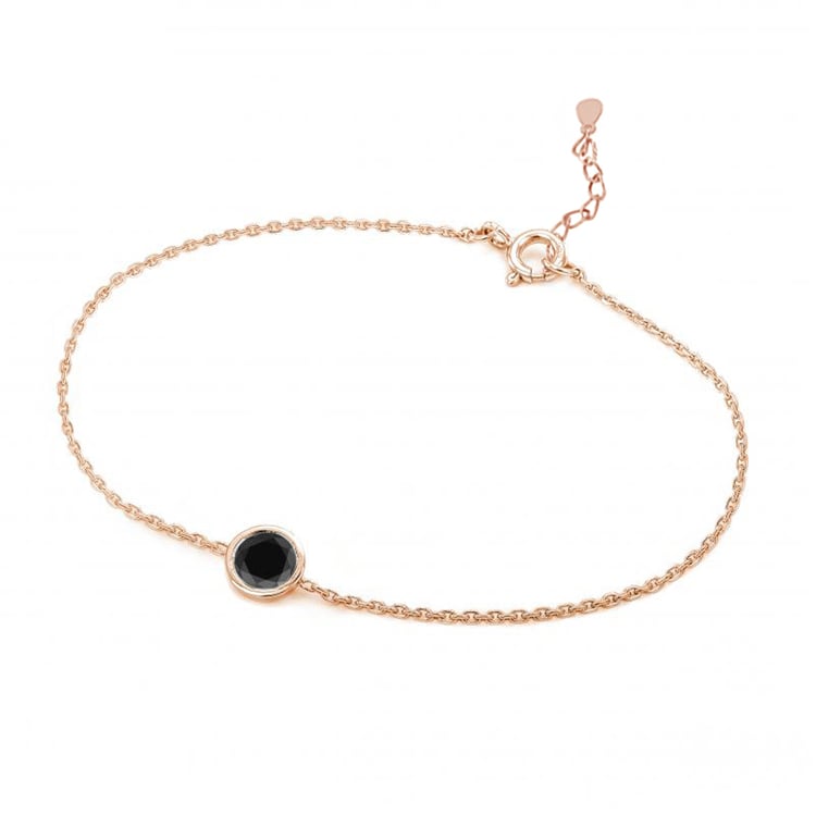 Strieborný náramok s čiernym diamantom Rollie 104936