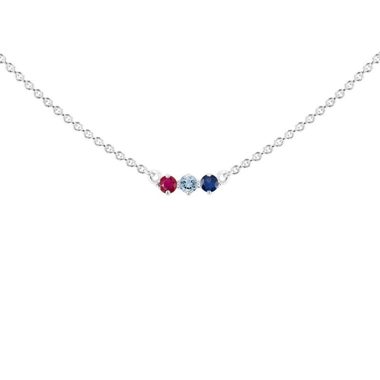 Minimalistický náhrdelník s rubínom, akvamarínom a modrým zafírom Kiah
