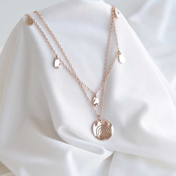 Set strieborného prívesku a náhrdelníka s kvapkami a dúhou A Cup Of Style 82079