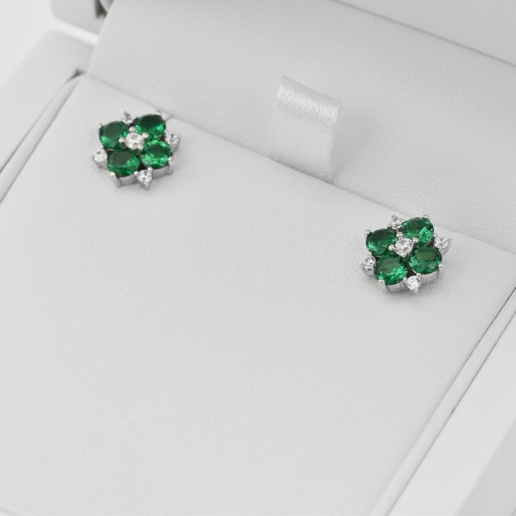 Náušnice so smaragdmi a zirkónmi 22565