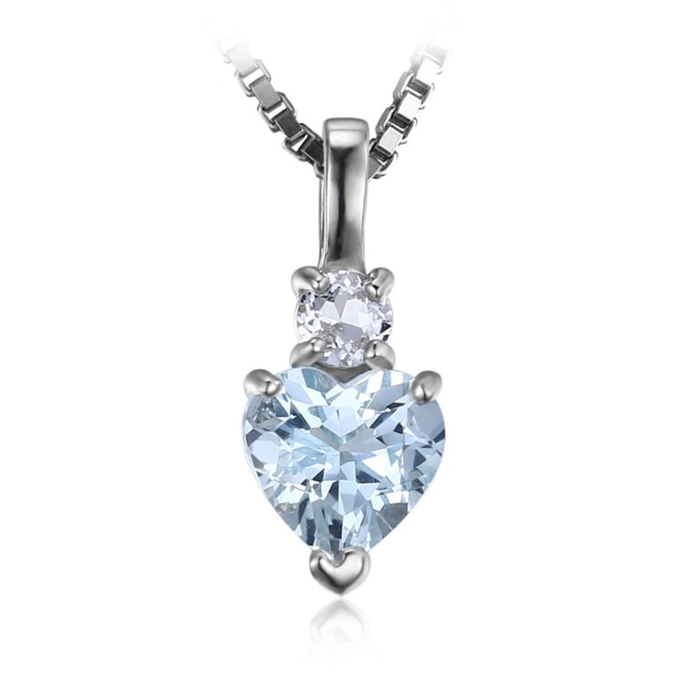 Strieborný náhrdelník so srdiečkovým akvamarínom a topásom Mirin 