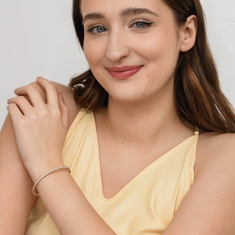 Zlatý flexi náramok s lab-grown diamantmi 165070