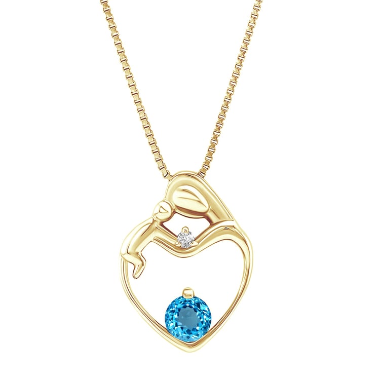 Prívesok matka a dieťa so švajčiarskym topásom a diamantom Heli 146390