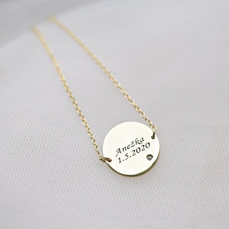 Zlatý náramok s diamantom a gravírom 62226