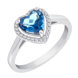 Zlatý prsteň s topasovým srdcom a diamantmi Cecile