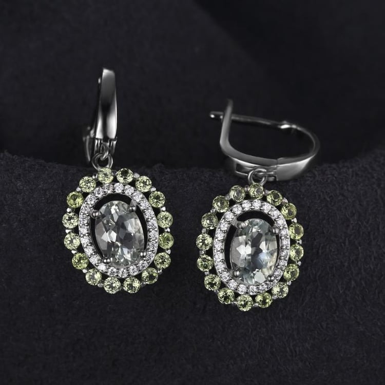 Náušnice s ametystmi, olivínmi a zirkónmi 20579