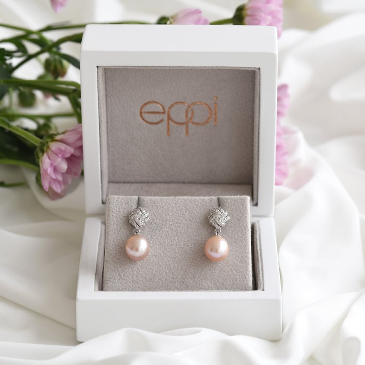 Strieborné náušnice s levandulovými perlami 83568