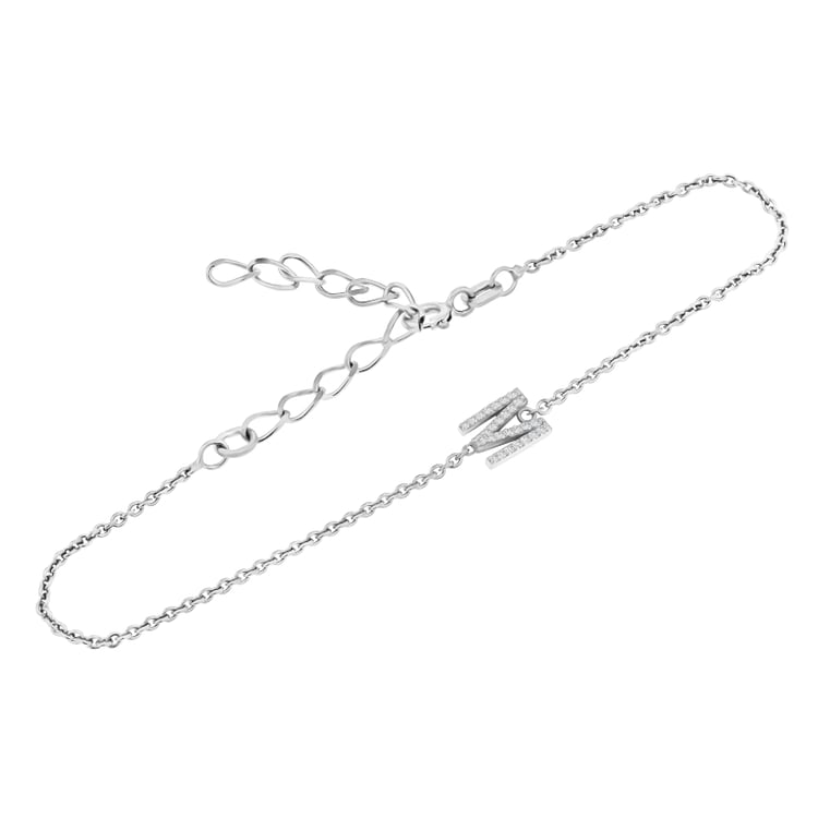 Strieborný náramok s písmenkom a lab-grown diamantmi Ainslee