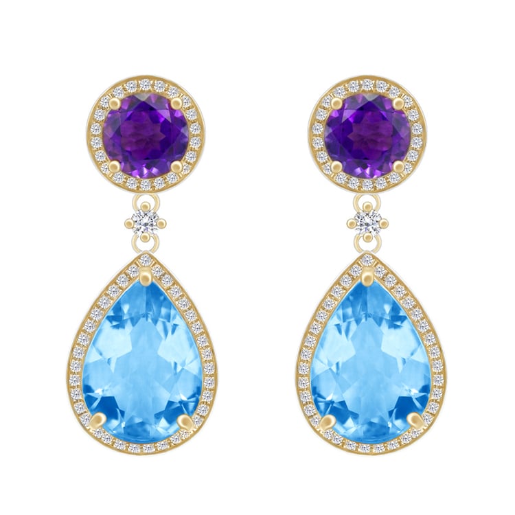 Ametystové náušnice s topásmi 51738