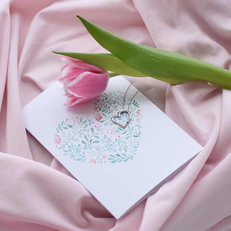 Strieborný prívesok srdce s akvamarínmi a ružovým zafírom Janey 103594