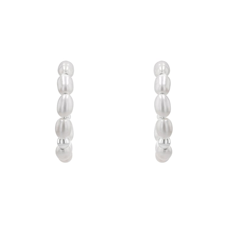 Strieborné kruhové náušnice s perlami Sazie 163882