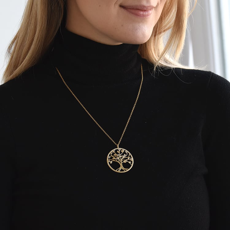 Strieborný tanzanitový náhrdelník v tvare stromu života 72594