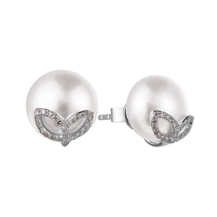 Perlové náušnice z bieleho zlata