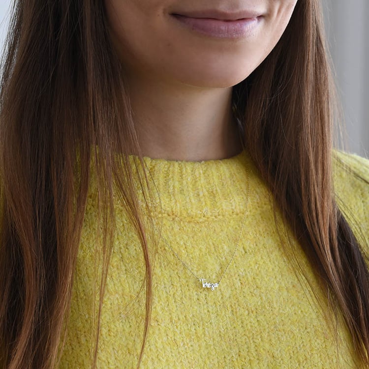 Náhrdelník na mieru s menom a diamantom zo zlata 78462