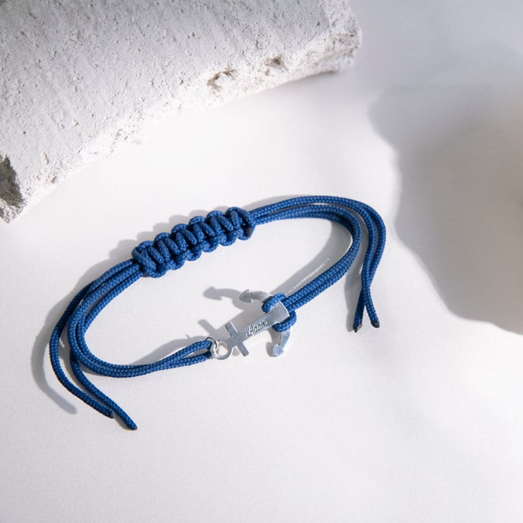 Strieborný pánsky povrázkový náramok s kotvou Darcon 113176