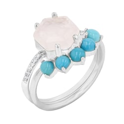 Set prsteňov zo zlata s mesačným kameňom a tyrkysmi Avani