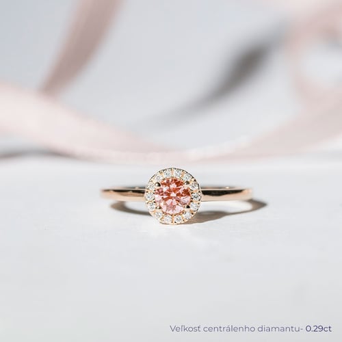 Halo prsteň s certifikovaným fancy pink lab-grown diamantom Josipa
